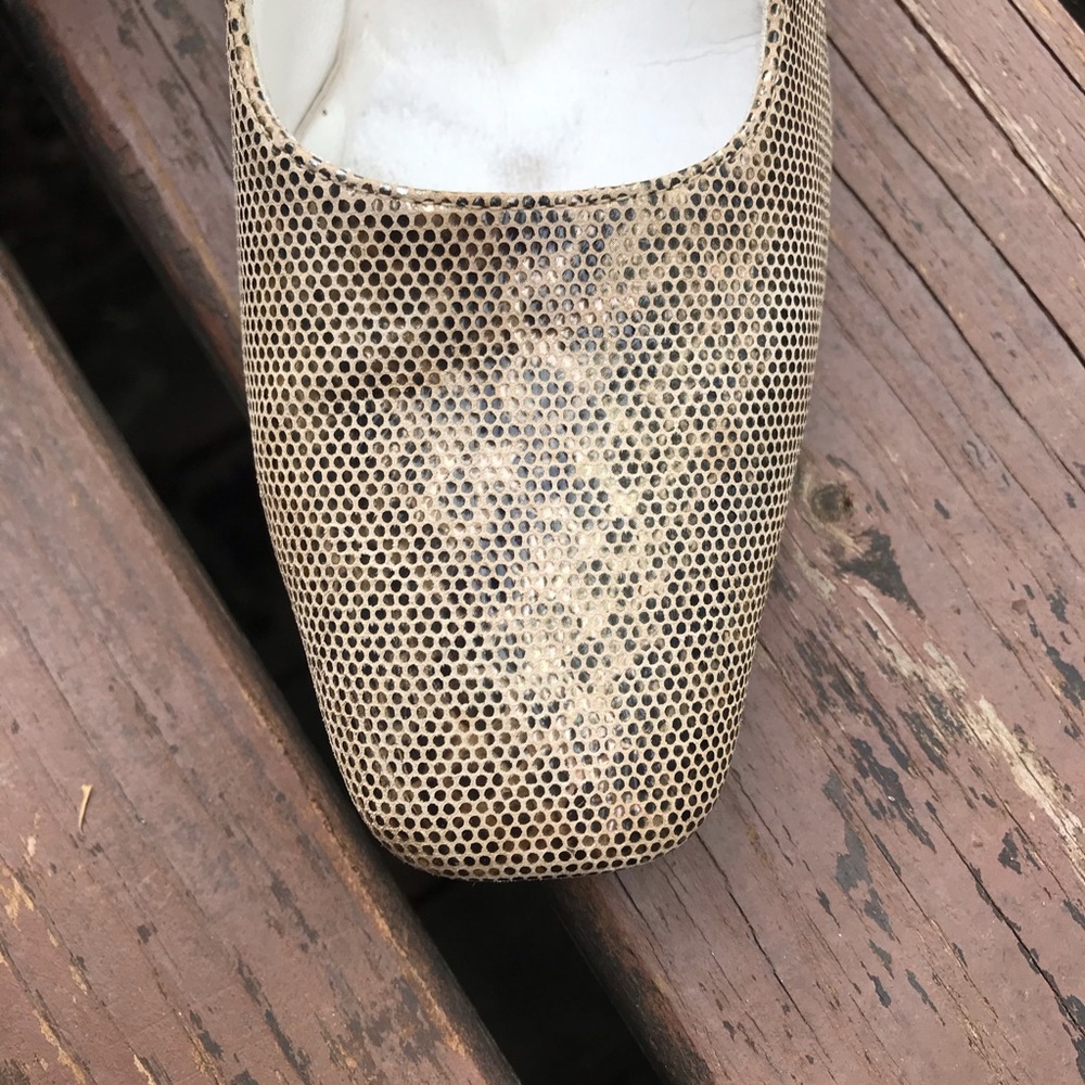 Stuart Weitzman Snake Print Heels Block Heel Gold… - image 5